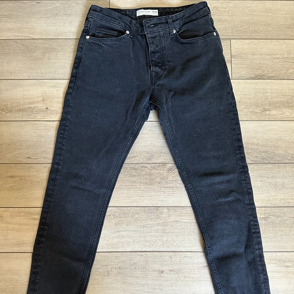 NEW Topman Men's Stretch Skinny Black Denim 30x32